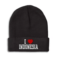 Beanies for Men I Love Indonesia I Love Winter Hats for Women Acrylic Skull Cap