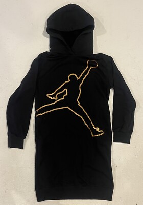 Nike Jordan Jumpman Dress Girls XL Years Fleece Lined Hood LS Black Gold |  eBay