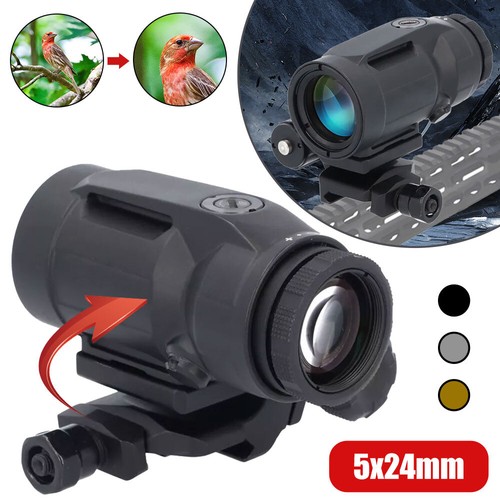 Micro 5x24 Magnifier Sight with Flip-To-Side QD Mount Tactical Scope for Hunting - Picture 2 of 15