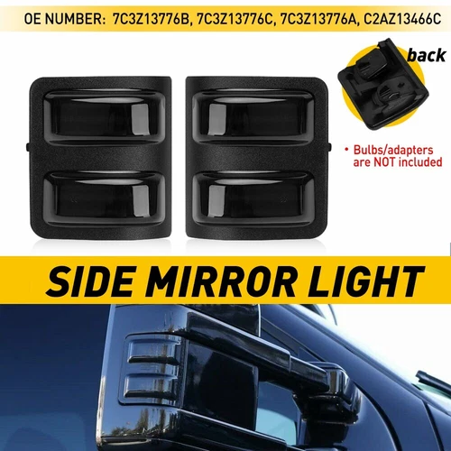 2pcs Smoke Lens Side Mirror Light Cover For 2008-16 Ford F250 F350 Super Duty EA