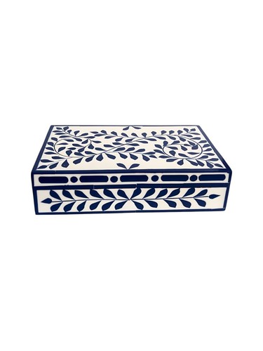 Blue Floral Jewelry Box – Decorative Box for Gifts, Vanity, or Home Decor - Picture 2 of 9