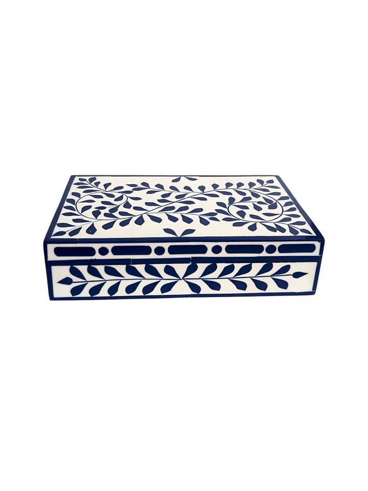 Blue Floral Jewelry Box – Decorative Box for Gifts, Vanity, or Home Decor - Image 2 of 4