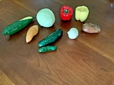 Lot of 9 Vintage 1970's Ceramic Colored Fruits and Vegetables