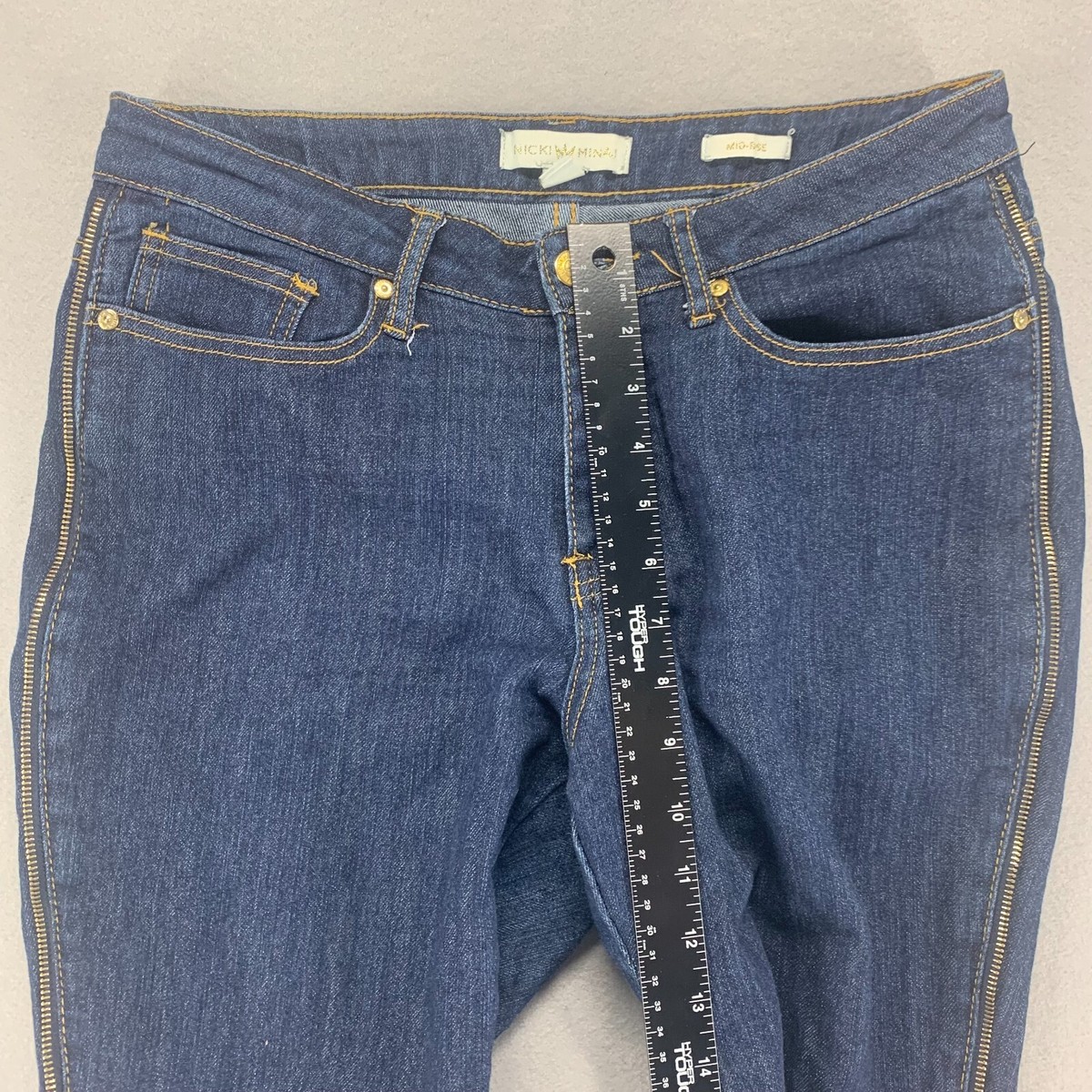 Nicki Minaj Jeans Womens 10 Blue Mid Rise Denim Tapered Side Zip