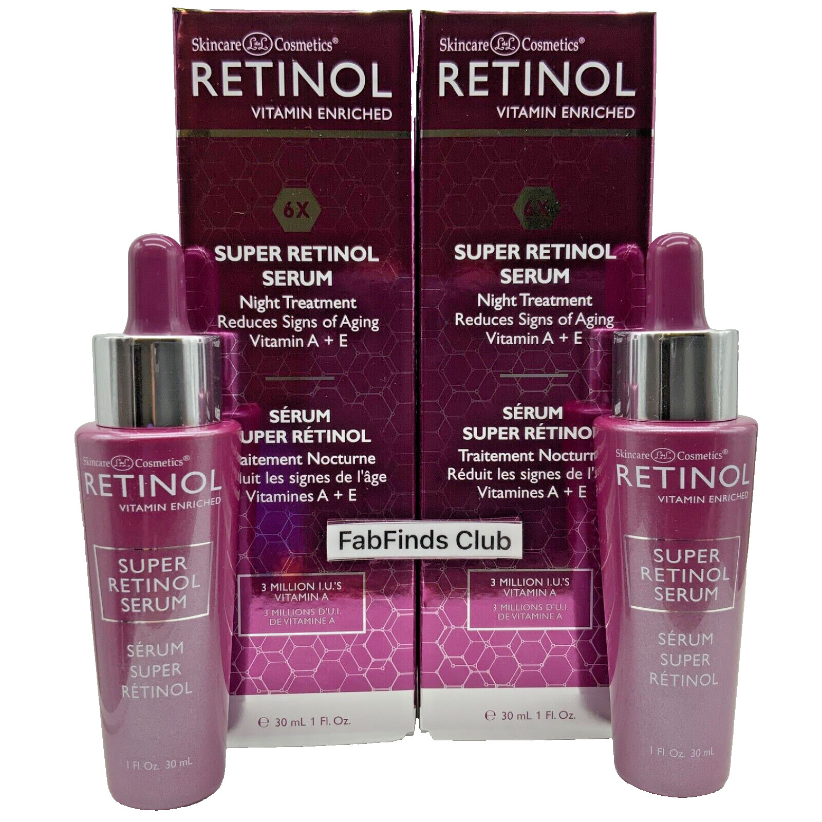 2pc Retinol 6X Super Retinol Serum Night Treatment Aging Signs/Wrinkle