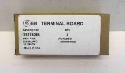 GE EB Terminal Board Strip EB25B12 600V 30A #18-10 AWG 20 LBS-IN 12 GE EB Terminal Board Strip EB25B12 600V 30A #18-10 AWG 20 LBS-IN 12