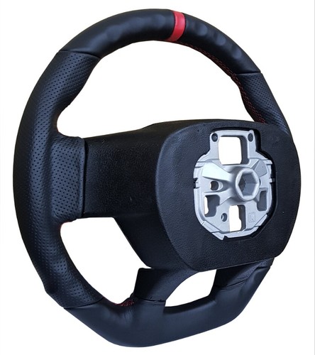 REVESOL Black Sports Flat Steering Wheel Red Strip for 2015-2020 Ford F150 - Picture 4 of 7