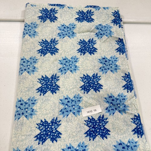 vintage flat sheet twin blue floral cotton blend percale mcm retro 70s - Picture 7 of 7