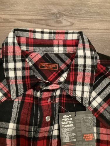 Five Brother Arbeitskleidung groß schwer Western Flanell Perlen Druckknopf Neu mit Etikett - Bild 5 von 7