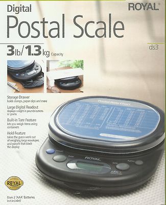 DIGITAL LCD POSTAL SCALE 1 gram .01 kg .10 ounce 3 pound usps ROYAL ds3 17012Y