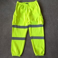 HI VIZ VIS JOGGING BOTTOMS WORK WEAR FLEECE TROUSERS SAFETY JOGGERS SWEAT PANTS