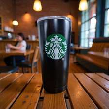 Starbucks Tumbler Thermobecher 591ml 20oz Edelstahl Schwarz Logo