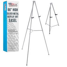 66" Silver Aluminum Display Easel and Presentation Stand, Floor and Tabletop Use