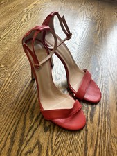 Vero Cuoio Italy Red Leather Strappy Open Toe Stiletto Heels Brand New EU 37