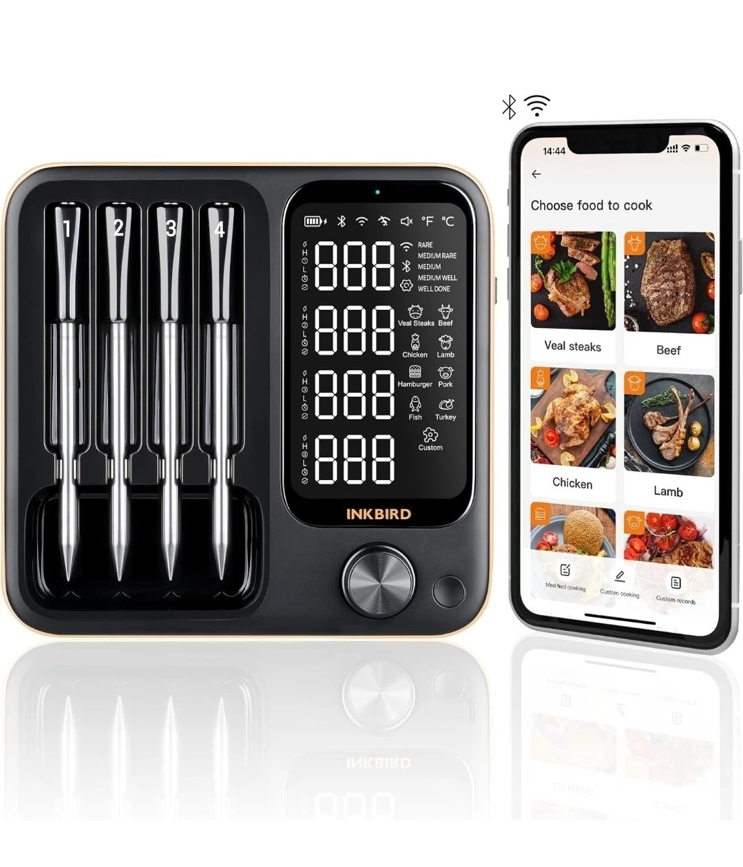INKBIRD WiFi Meat Thermometer 4 Probes Wireless Bluetooth iOS Android Oven Pro+
Opens in a new windo