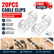 20PCS Cable Clips USB Wire Organizer Cord Holder Adhesive Desk Cable Clamp