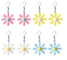 Daisy Dangle Earrings for Women 4 Pairs Flower Dangling Earrings for Womens Sunf