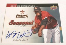 2008 UD Documentary  Wesley Wright Autograph Seasonal Signatures Card WW