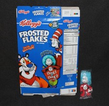 Cereal Box 2003 Kellogg's Frosted Flakes Dr Seuss Thing 1 Cat in the Hat +Doll