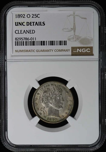 1892-O Barber Quarter 25C NGC UNC Details