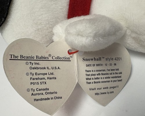 4 Christmas Beanie Babys Snowball 1996 Santa 1998 Holliday Teddies 2000 & 2001 - Bild 11 von 22