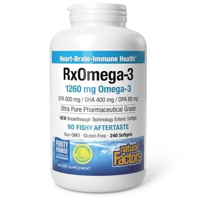 Natural Factors, RxOmega-3 Fish Oil, Pharmaceutical Grade, 1260 mg Omega-3 Per