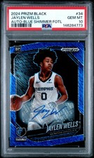 2024 PANINI PRIZM BLACK AUTO-BLUE SHIMMER FOTL #34 JAYLEN WELLS 3/25 PSA 10
