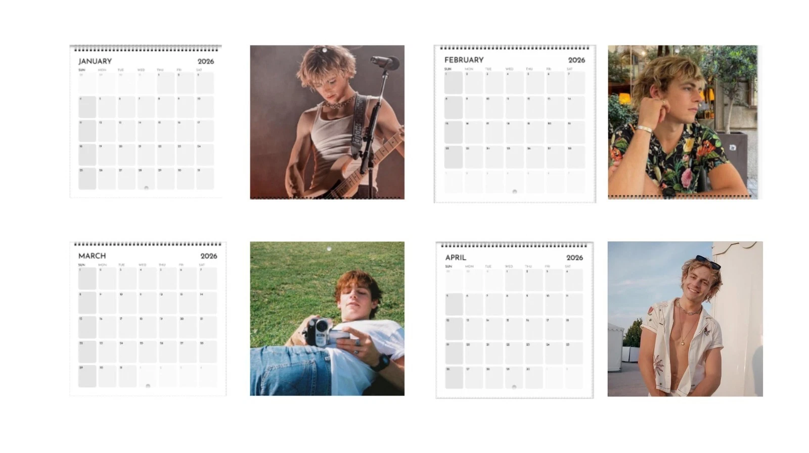 2026 Ross Lynch Calendar, The Driver Era & Hollywood Heartthrob Decor