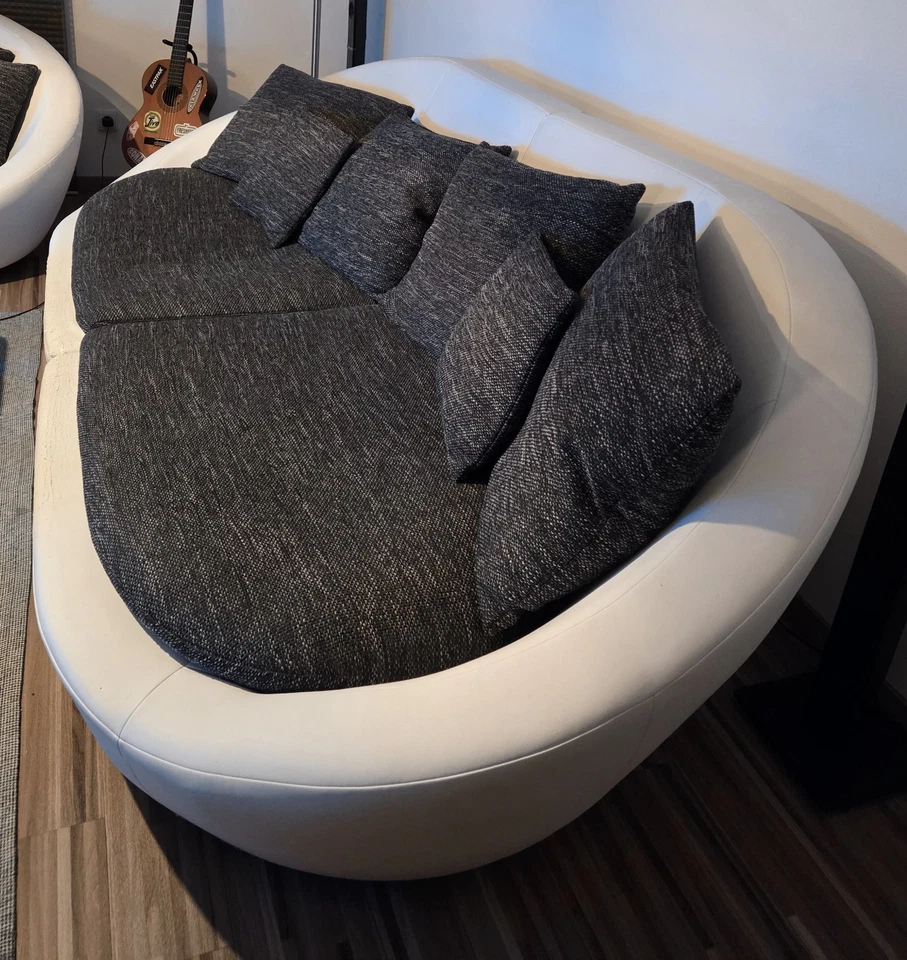 Loungecouch | Megasofa | Weiß-grau | mit Kissen | Guter Zustand!! - Bild 3 von 4
