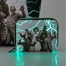 NEW! Loungefly UNIVERSAL Studios Classic MONSTERS GLOW In The Dark! Zip WALLET