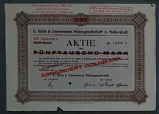 D. Götte & Zimmermann Aktiengesellschaft in Halberstadt 1923 5000 marek