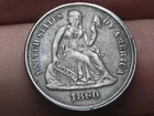 1860 P Seated Liberty Silver Dime- Philadelphia, XF Details