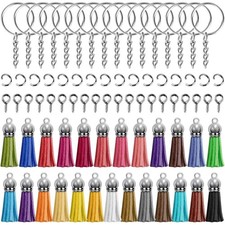 Keychain Tassles, 200pcs Bulk Keychain Rings Set Includes 50pcs Tassels for