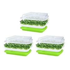 Microgreens Seed Seedling Tray Sprouts Hydroponics Germinator Sprouter Lid 3 Set