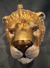 Slavic Treasures Large LION HEAD Glass Ornament Mint in Original Box 2008