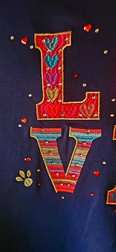Quacker Factory Love My Pet Stricktop marineblau Größe 1X BRANDNEU! - Bild 11 von 11