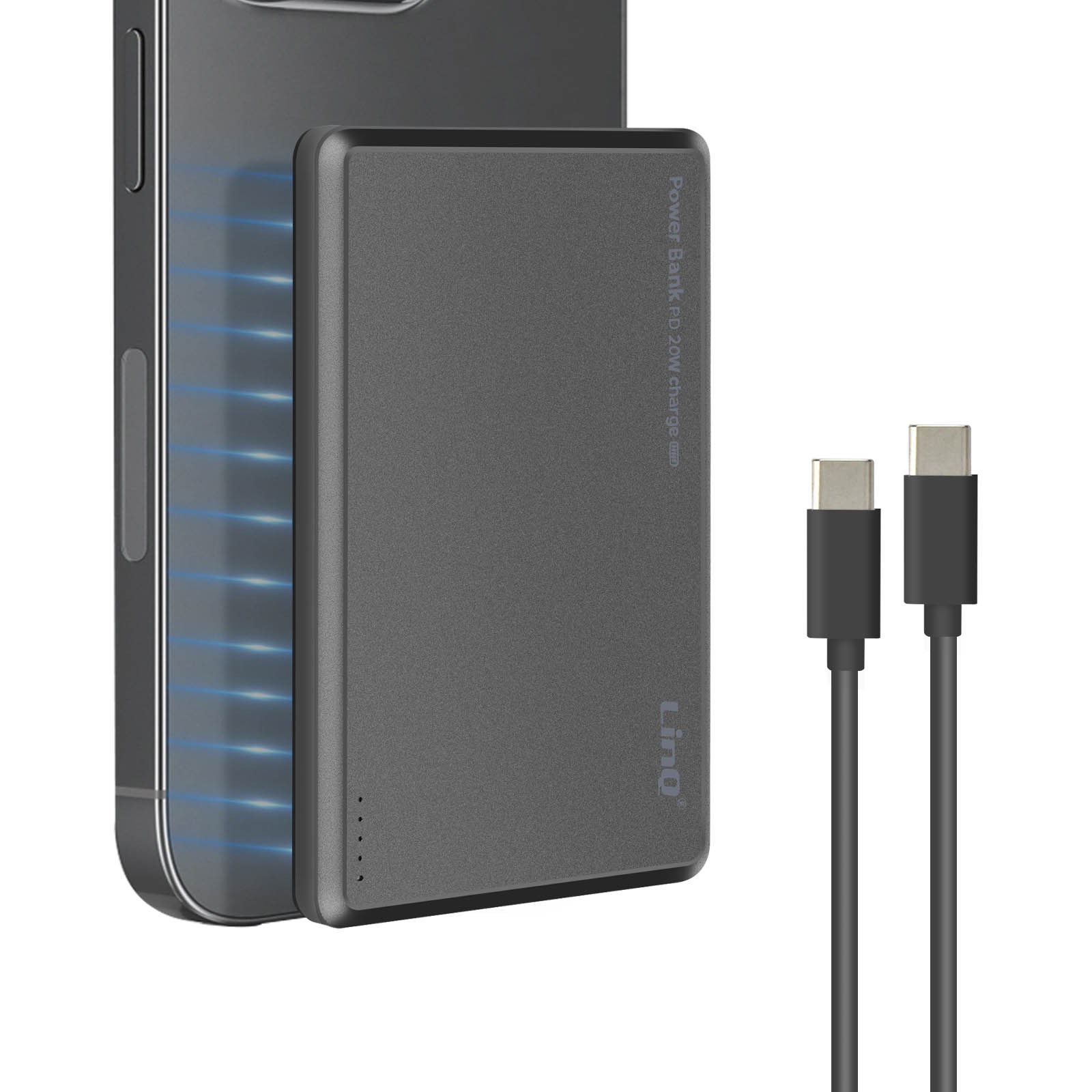 Batterie externe LinQ 8000mAh USB-C 20W gris sideral pour smartphone