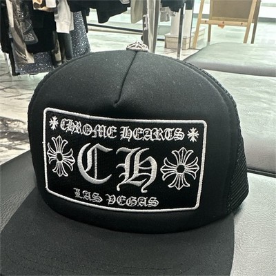 Chrome Hearts CH Las Vegas Logo Black Trucker Hat Adjustable Unisex One Size