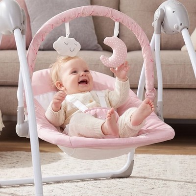 OYAJIA Elektrische Babyschaukel, Babywippe, mit Musik, Polster, Timer-Funktion