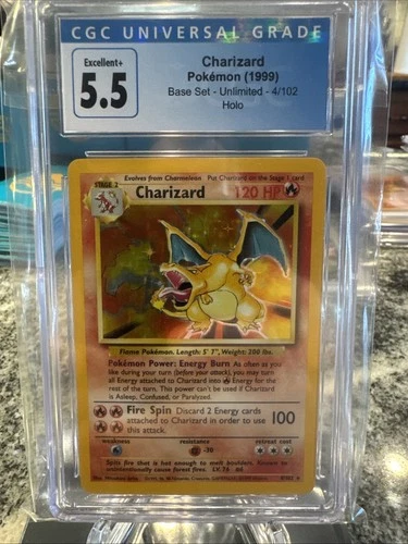 CGC 5.5 Charizard 1999 Base Set 4/102 Holo Pokemon Card Unlimited Not PSA