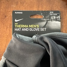 Nike Dri-Fit Thermal Running Hat and Glove Set Black/Anthracite Size S/M, L/XL.