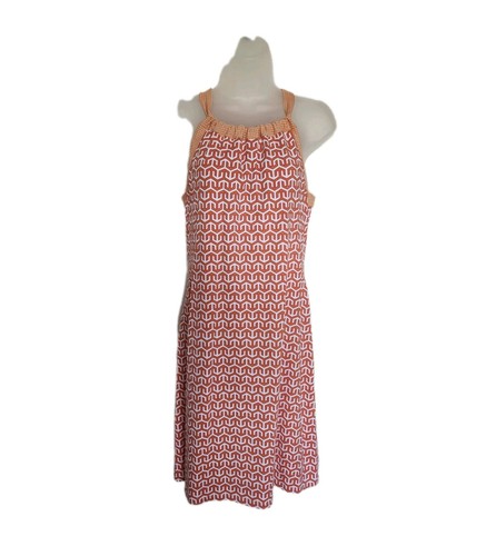 J. McLaughlin Maria Halter Dress Orange Geometric Print Size Small - Picture 2 of 7