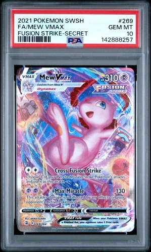 2021 POKEMON SWORD & SHIELD FUSION STRIKE SECRET #269 FULL ART/MEW VMAX PSA 10