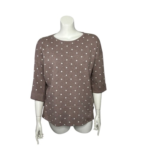 Cynthia Rowley Brown Polka Dot Sweater Women's 1X 3/4 Sleeve Career Cottage - Picture 3 of 17