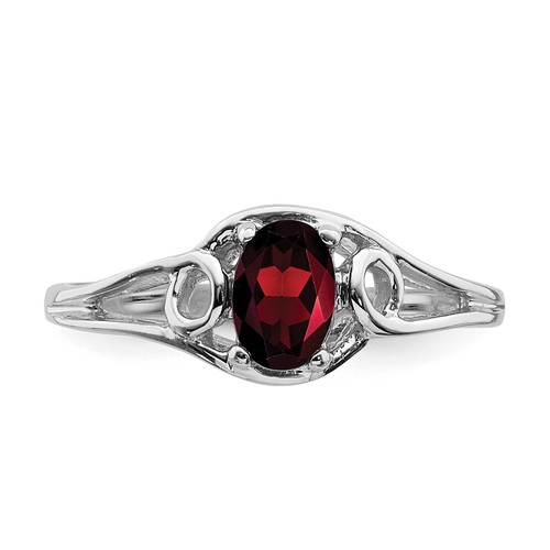 14k White Gold 6x4mm Oval Garnet Ring Sz 6 - Picture 5 of 5