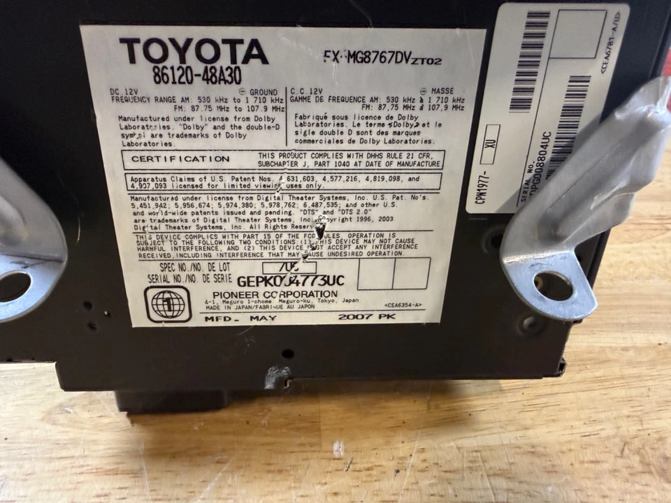 OEM 2006-2008 LEXUS RX400H RX350 tablero frontal radio casete cinta y reproductor de CD Foto 3 de 4