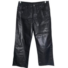 ZARA Black Faux Leather Wide Leg Pants Size 8