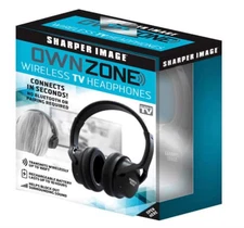 Own Zone Over the Ear Wireless TV Headphones Sharper Image BLACK New in Box!