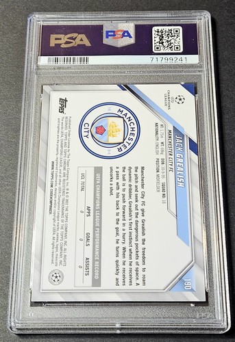 2021-22 Topps Chrome UCL UEFA Speckle Refractor Jack Grealish #190 PSA 10 - Picture 2 of 2