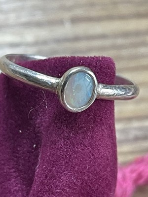 Zierlicher Silberring Mit Opal stein Massiv Größe 54